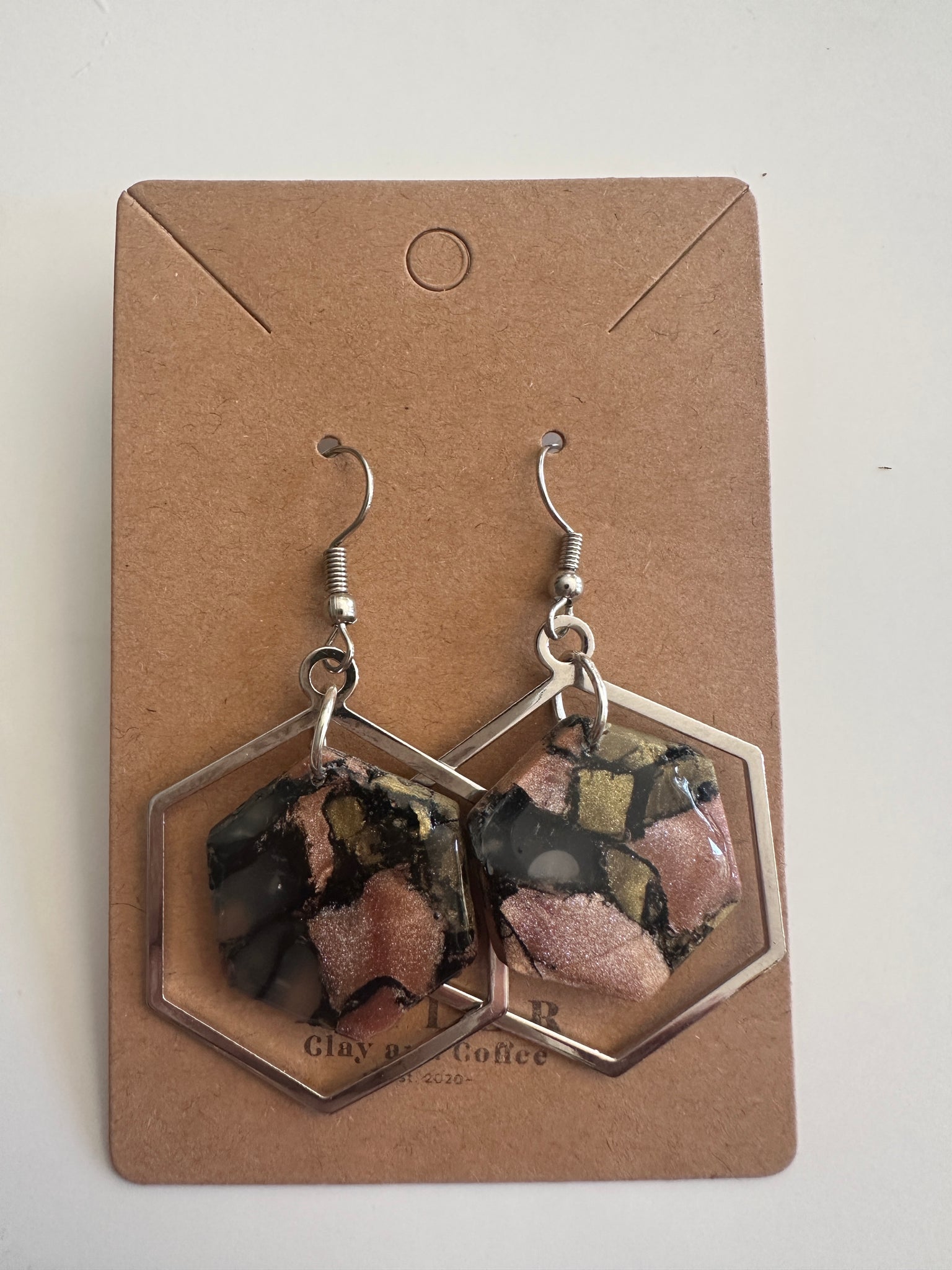 Marbled Silver Hexagons