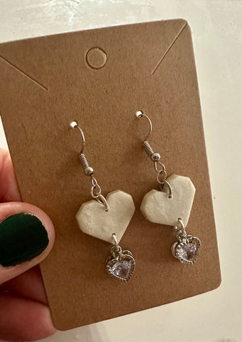 White hearts with silver heart charms