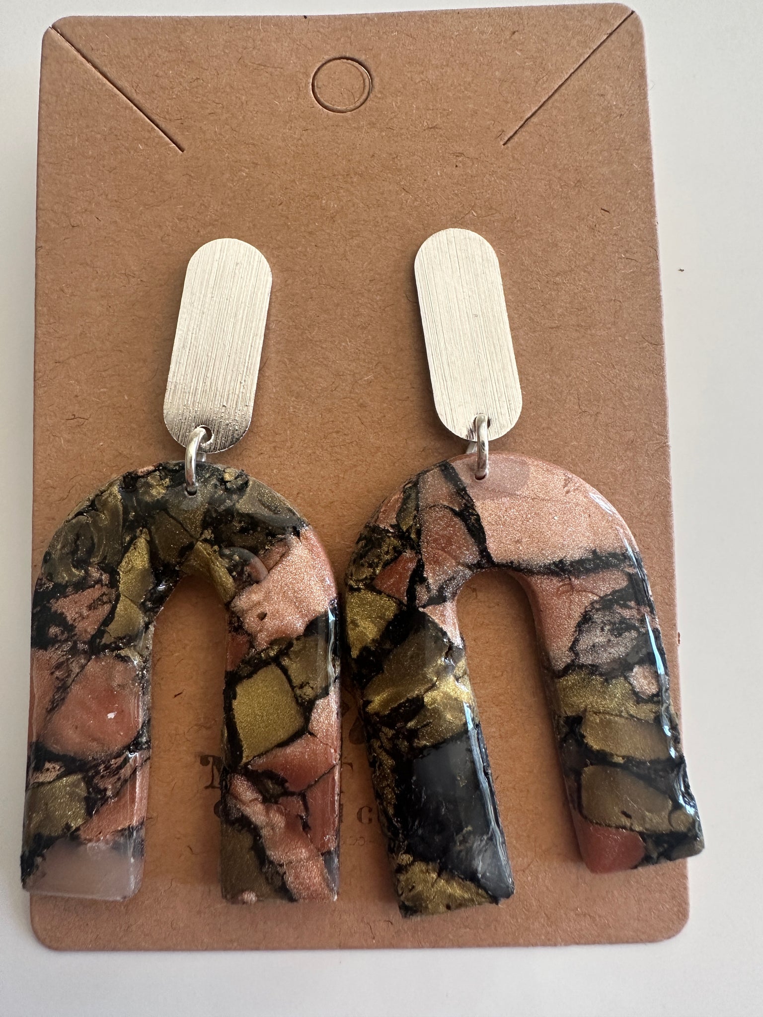 Marbled Arched drops with silver finding