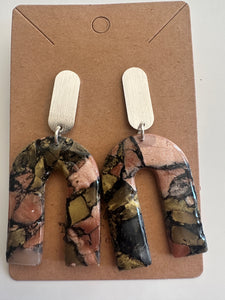 Marbled Arched drops with silver finding